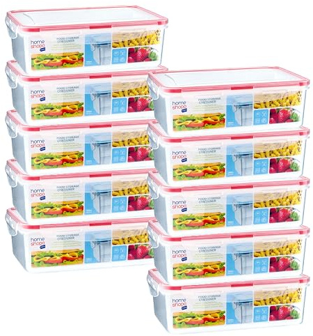 HOMESHOPA Plastic Airtight Food Storage Containers, 10 Pack 1100ml BPA Free Leakproof Stackable Reusable Lunch Boxes, Meal Prep Container for Kitchen & Pantry, Microwave Freezer Dishwasher Safe