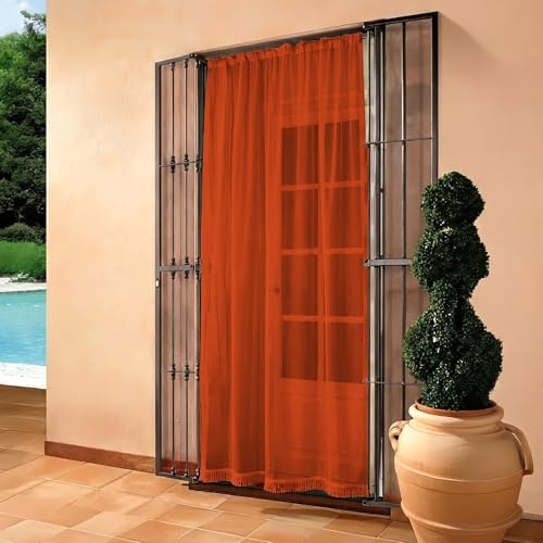 IlGruppone Tenda Zanzariera 150x250 Cm Tinta Unita con Anelli Inclusi Finestre Porte Zanzariere Insetti Moschiera Anti Mosche Zanzare Insetti Rete Fitta Terrazzi Balcone Giardino - Arancio