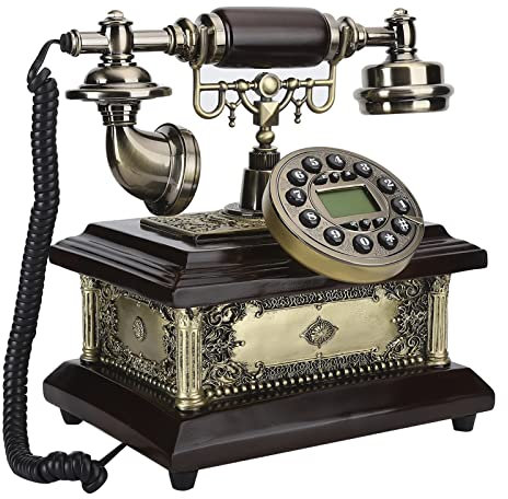 Teléfono antiguo vintage de resina, teléfono clásico para teléfonos domésticos, teléfonos de cable retro, escritorios de hotel, dormitorio, sala de estar con uso en dormitorio