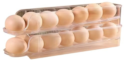 Eierhalter Für Den Kühlschrank 2 Stufiger Eierbehälter Stapelbarer Eierspender Für 14 Eier Automatisch Rollender Durchsichtiger Kühlschrank Eier Organizer Aus Kunststoff Mit Deckel
