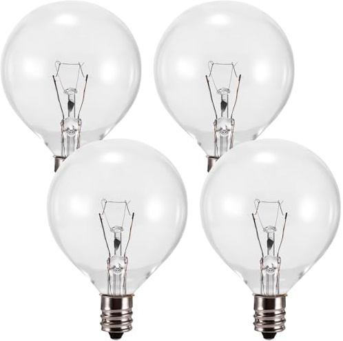 Konesky 4 Pack Wax Warmer Bulbs, G50 25W Scentsy Light Bulb, E12 Base Salt Lamp Bulb, 2700K | Warm White | Dimmable Incandescent Bulbs for Wax Burner(220V-230V)