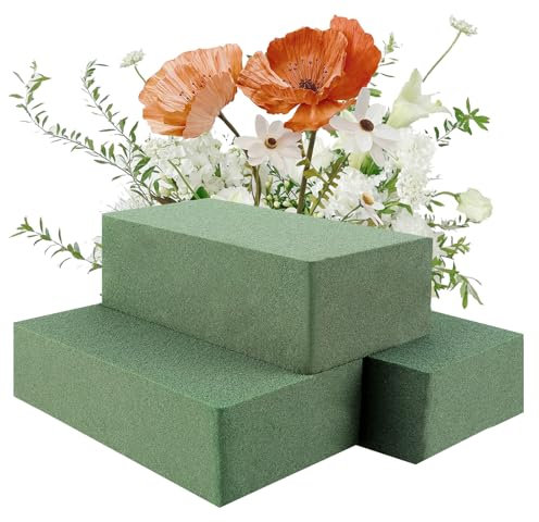 Gjinxi 3 x Blumensteckschaum Steckschaum für blumen Blumenschaumblöcke Steckschwamm Trockensteckschau Steckmasse Steckmoos Floral Schaumstoff Blöcke Sponge für Blumen Kunstblumen Trockenblumen Größe A