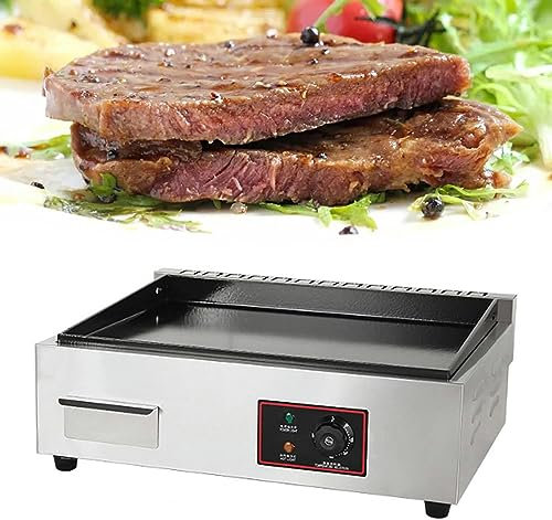 TVSKWMRQ Plancha eléctrica Grande para cocinar Caliente, Plancha eléctrica para encimera, Placa Plana con Control de Temperatura Ajustable de 122 °F-572 °F para freír Huevos, Pasteles, ca