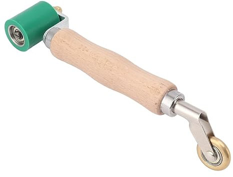 Pttnyuere 40 mm Tapetenroller, Nahtroller, Stahl, Holzgriff, Silikon-Nahtroller, Dual-Use-Messingrad für PVC-Schweißen, Langlebig, Leicht zu Tragen
