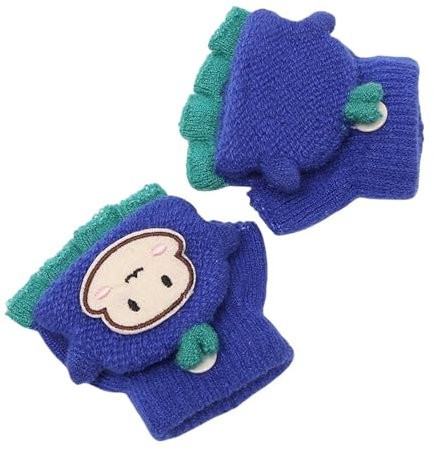 Fannyfuny Strickhandschuhe Kinder Handschuhe Junge Mädchen Halbfinger Fäustlinge Flip-Top Winterhandschuhe mit Plüschfutter Herbst Winter Fingerhandschuhe Kinderhandschuhe Weiche Warme für 1-3 Jahre