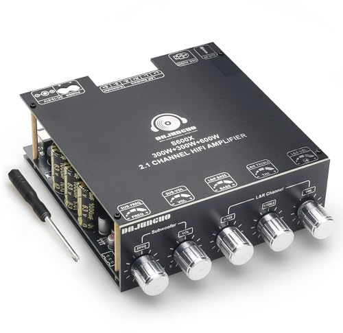 DAJUNGUO S600X 2.1 Channel Amplifier Board 300W+300W+600W Power Output,TPA3255 Chip,Bluetooth 5.2,Black