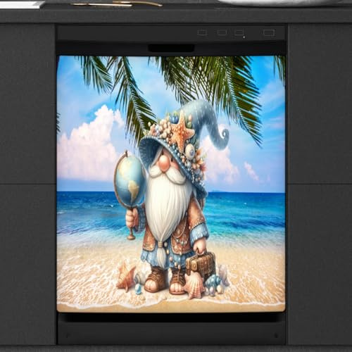 Dishwasher Magnet Cover Summer Dwarf Palm Tree GlobeFront Dishwasher Cover Decorative Refrigerator Reuseable Home Cabinet Appliances Stickers 23 x 26