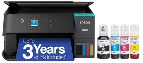 Epson EcoTank ET-2980 Kabelloser All-in-One-Farb-Supertank-Drucker mit bis zu 3 Jahren Tinte, nachfüllbare Tanks, perfekt für Zuhause, 15 PPM, 3,7 cm Farbbildschirm, automatischer beidseitiger Druck