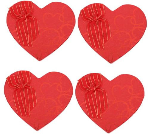 CALLARON 4stücke Herzförmige Geschenkschachtel Im Kreative Vorratsbox Für Pralinen Fächer Für Valentinstag Und Muttertag Qualitativ Hochwertiges Papier Rotes Design