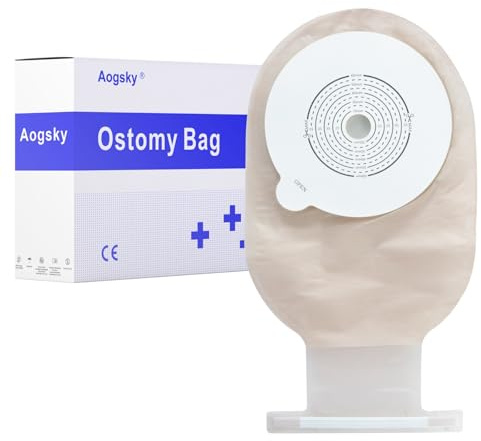 Lot de 25 sacs de stomie monoblocs, adaptés aux fournitures de soins d'iléostomie, sacs de stomie d'iléostomie découpés for s'adapter aux fournitures d'ostomie de 20 à 70 mm