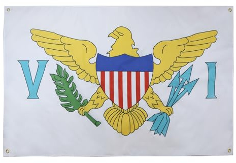 AZ FLAG Drapeau Iles Vierges des Etats-Unis 150x90 cm 4 Œillets | Usage intérieur Drapeau décoratif américain U S Virgin Islands coutures doubles et bords renforcés avec œillets métalliques