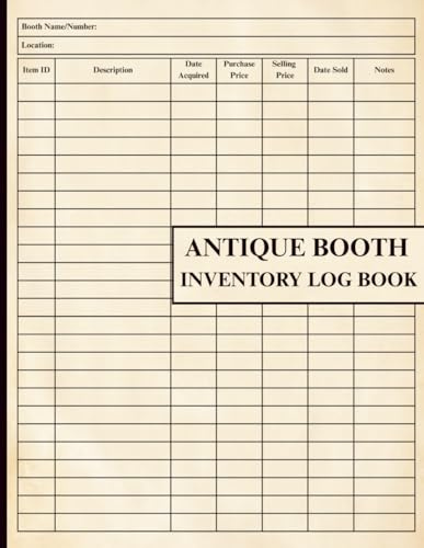 Antique Booth Inventory Log Book
