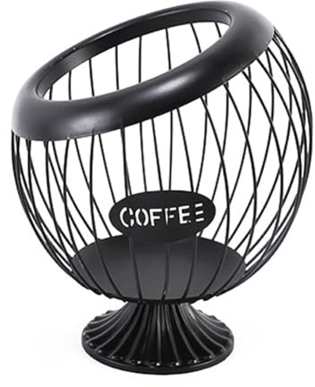 Ciotola per frutta in filo metallico robusto, grande capacità, contenitore per cialde di caffè, porta frutta, snack, centrotavola decorativo per cucina moderna, piano di lavoro, soggiorno (nero, con