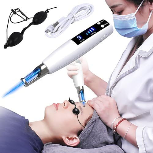 Rimozione della Talpa con Penna al Plasma(9 Modalità + 4 Livelli), Rimozione Macchie Scure, Rimozione Tatuaggi E Nei, Display Lcd, Ricaricabile, Per Rimozione Pigmenti,Cicatrici,Nei,Lentiggini,Blue