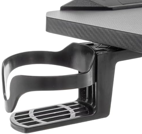 Hitburu Clip On Cup Holder for Desk, Tumbler Holder for Game Desk Anti-Spill, Mug Organizer Clamp Storage for Home Table Gamer Bottles Bedroom