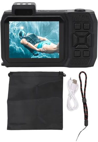 XZXCVN Cámara Acuática Deportiva 4K 65MP, Pantalla Dual, Zoom 18x, Sumergible 10m - Vídeos 4K Estabilizados, Batería Duradera, Ideal para Aventura y Snorkel (Naranja)