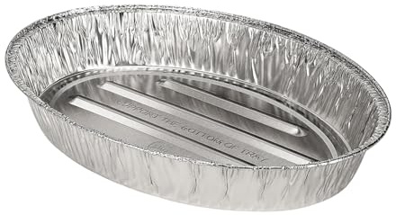 2 x Large Oval Aluminium Foil Roasting Tray 44 x 33 x 7.5cm | Heavy Duty Disposable Turkey Roasting Pan for Oven, BBQ & Grilling | Deep Foil Roaster Tray for Cooking & Catering