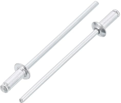 QUARKZMAN 100 Stück Blindnieten 3/32x1/4 Aluminium Nieten, Popnieten Mit Greifer Und Stahldorn Domkopf Lange Spreiznieten Für Metall Möbel Automobil Silber