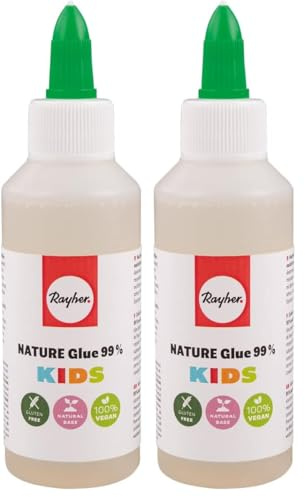 Rayher Nature Kids Glue, Bastelkleber Kinder, 99% natürliche Rohstoffe, auf Wasserbasis, Made in EU, Flasche mit Linerspitze, 100 ml, 105 g, 30239000 (Packung mit 2)