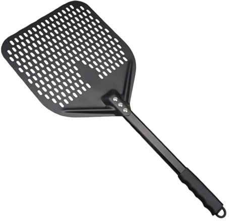 Pelle à pizza en aluminium | Poêle à griller au four – Revêtement anti-adhésif – Pelle tournante en métal léger pour pâte à | Outil de de cuisson à la maison et à l'extérieur – Poignée