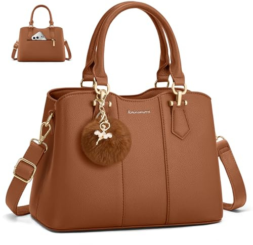 RAINSMORE Handtasche Damen Mittelgroß PU Leder Damenhandtaschen Klein Henkeltaschen Damen Umhängetasche Tasche für Täglich, Arbeit