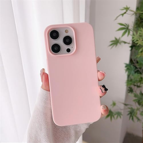 MYSXSWHL Custodia morbida in silicone opaco color caramella per iPhone 16/15/14/13/12/11 Pro Max Plus/Mini, rosa, per iPhone 15 Plus