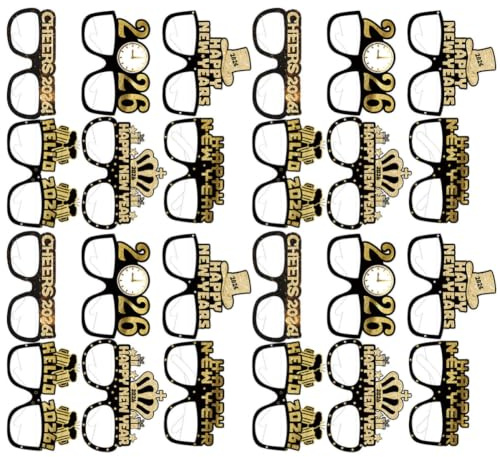 AMUSLESUR 24 Stilvolle 3D Papier Neujahrsbrillen in Schwarz Gold mit Einzigartigen Formen Leicht und Tragbar als Fotorequisiten für Silvester und Weihnachtsfeiern