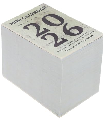 Amosfun Kleiner Abreißkalender 2026 im Retro Stil aus Papier Minimalistischer Ästhetischer Schreibtischkalender Platzsparend für Büro und Zuhause zur Tagesplanung