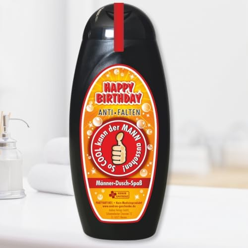 Spaß Duschbäder Duschgel Shampoo - Anti Falten Männer Happy Birthday - Geschenk für Männer | Geburtstagsgeschenk mit Zahlen zum runden Geburtstag