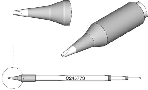 JBC Lötspitze Serie C245 Meißelform, C245773/0,8 x 0,3 mm, gerade C245773 (Lötkartusche 2045 2245 Loetkartusche Loetspitze Lötpatrone Loetpatrone Meißelspitze C245 bleifrei)