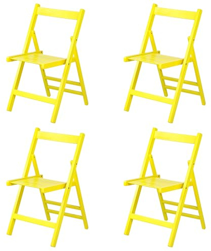 Totò Piccinni Set 4 SEDIE Pieghevoli Legno di Alta qualità, Comode, Resistenti, Salvaspazio (Giallo)