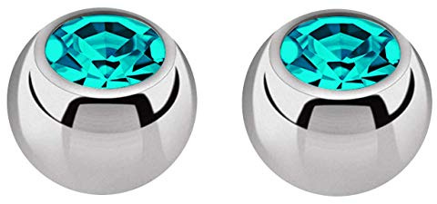 Titan Piercing Verschluss Kugel in 1,2 x 2,5 mm, gefaßter Zirkonia in vielen Farben wählbar