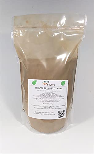 Quelato hierro foliar 9% - 500 gr. Corrector quelatado de clorosis férrica. Especial uso foliar e hidroponía