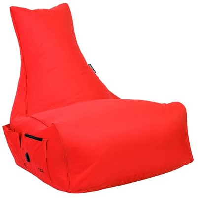 BuBiBag Gaming Sitzsack zum Zocken mit -Kabel & Taschen, Halterung, Game Sessel für Kinder und Erwachsene, Beanbag Indoor und Outdoor - Magic Gambler (Fire Rot)