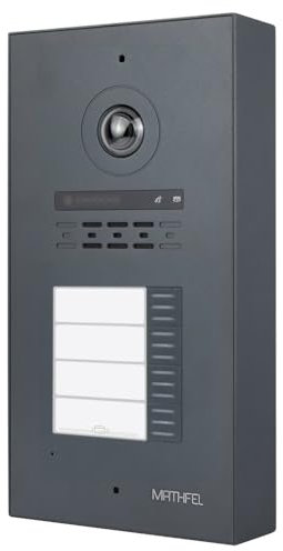 Bus Technik 4 - Videocitofono a 2 fili, con telecamera a forma di pesce, 170 gradi, stazione esterna in antracite, monitor 4 x 7 pollici