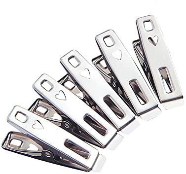 20 mollette in acciaio inox, mollette per bucato, mollette in metallo, mollette per calzini, scarpe, asciugamani, sigillatura degli alimenti, foto