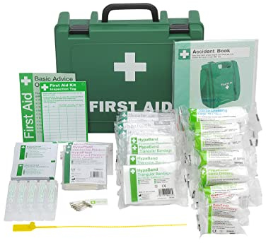 Safety First Aid Group Workplace First Aid Kit (Medium 11-20 Persons) Economy HSE-Compliant with Inspection Tags, Accident Book, Wall Bracket, Extra Plasters