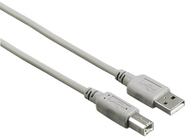 Hama Câble USB A - USB B (panier, USB-A 2.0, USB-B, 480 Mbit/s, 0,5 A, pour la connexion PC, ordinateur portable, 5 m) gris