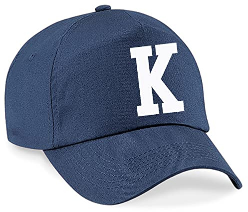4sold Lässige 100% Baumwolle Atmungsaktiv Alphabet A-Z Marineblau Caps Weiß Brief Hut Hüte Unisex Jungen Mädchen Cap Baseball Kinder Mütze Kappe Buchstabe