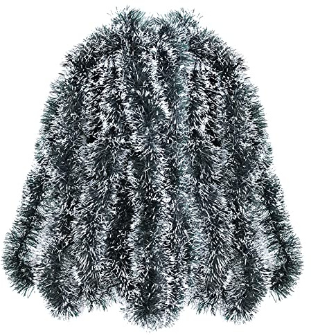 Lametta Girlande Weihnachtsgirlande, 10 m Glänzende Weihnachtsbaum Girlande Flauschigen Weihnachtsdeko, Treppengirlande Weihnachten für Weihnachten Party Indoor und Outdoor Dekoration (Dunkelgrün)