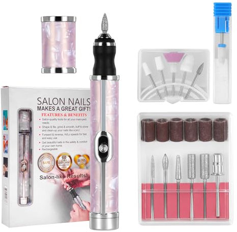 Ponceuse pour Ongles Électrique Professionnelle, 12 en 1 Lime à Ongles électrique 20000RPM USB Rechargeable, 4 Vitesses Ponceuse pour Ongles Manucure Machine Portable pour Manucure et Pédicure