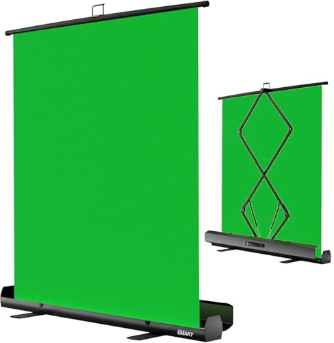 EMART Green Screen 155x200cm, Rollo de Pantalla Verde, Fondos Fotográficos | Green Screen con Soporte, Croma Verde, Estudio, Videoconferencias, TikTok, Zoom