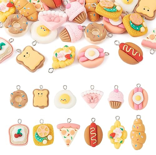 PandaHall Imitation Lebensmittel Anhänger Kuchen Brot Eis Charms Harz Saft Obst Getränk Bubble Tea baumeln Anhänger für Schmuckherstellung