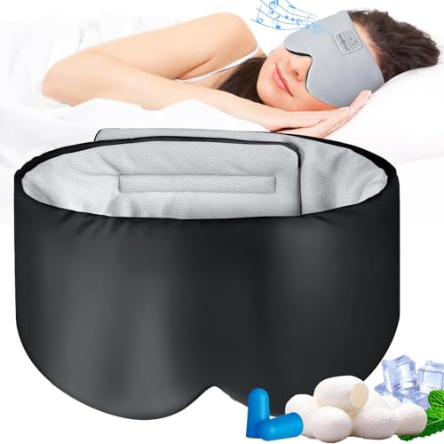 Musicozy Sleep Mask with Bluetooth Headphones,100% Blackout Eye Mask Headphones for Men Women,Soft Sleep Headphone Bluetooth Eye Mask for Sleeping,Travel,Relax,Yoga,Meditation,Widen in Size