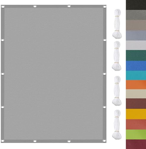 Vela Ombreggiante, 6 x 6.5 m Protezione Raggi UV 98%,Anti-Ultravioletto, Tenda da Sole Balcone,Tendone Tende, con Corde, per Esterno Giardino, Grigio Chiaro