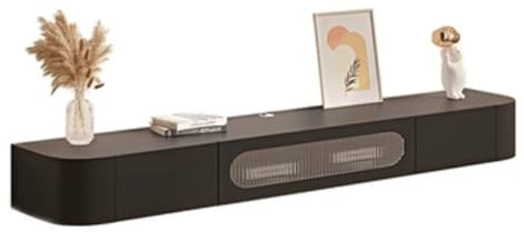 TV Cabinet Schwebender TV-Ständer aus Holz mit Glastür, modernes wandmontiertes Entertainment-Center mit 2 Schubladen, komplett montiert, 63/70,8''/78,7'' Sideboard Hängend (Color : Schwarz, Size :