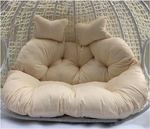 RUYICZB Doppel Hängesessel Ei Stuhl Kissen, Hängende Hängematte Stuhl Sitzkissen Ersatz, Verdickt 2 Personen Wicker Swing Stuhl Für Outdoor-Garten, Wasserdicht Und Flauschig,Beige