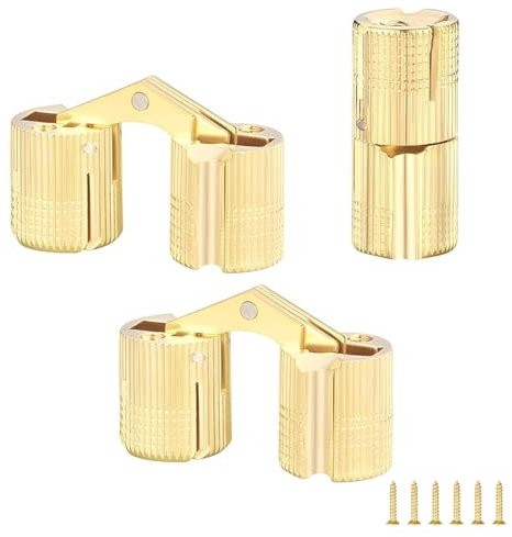 Qrity 3 Stück Verdeckte Kupfer Scharniers, Barrel Scharnier Unsichtbar, 12 mm Verdecktes Scharnier, 180 ° Öffnungswinkel, für Geschenkboxen Schmuckschatulle