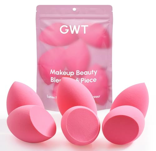 GWT Makeup Sponge Set, 6 Pcs Latex-Free Beauty Blender Sponges for Foundation, Liquid & Cream, Ultra-Soft Wonder Sponges, Multi-Angle Blending, Ideal Stocking Stuffers for Women