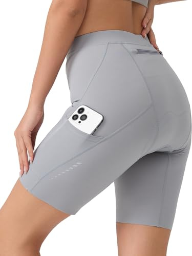 VeloVibe Radlerhose Damen Gepolstert 6D mit Tasche Schnelltrocknende Radhose Damen Kurz atmungsaktiv Fahrrad Hose mit breitem und dichtem Polster Schmerzfrei